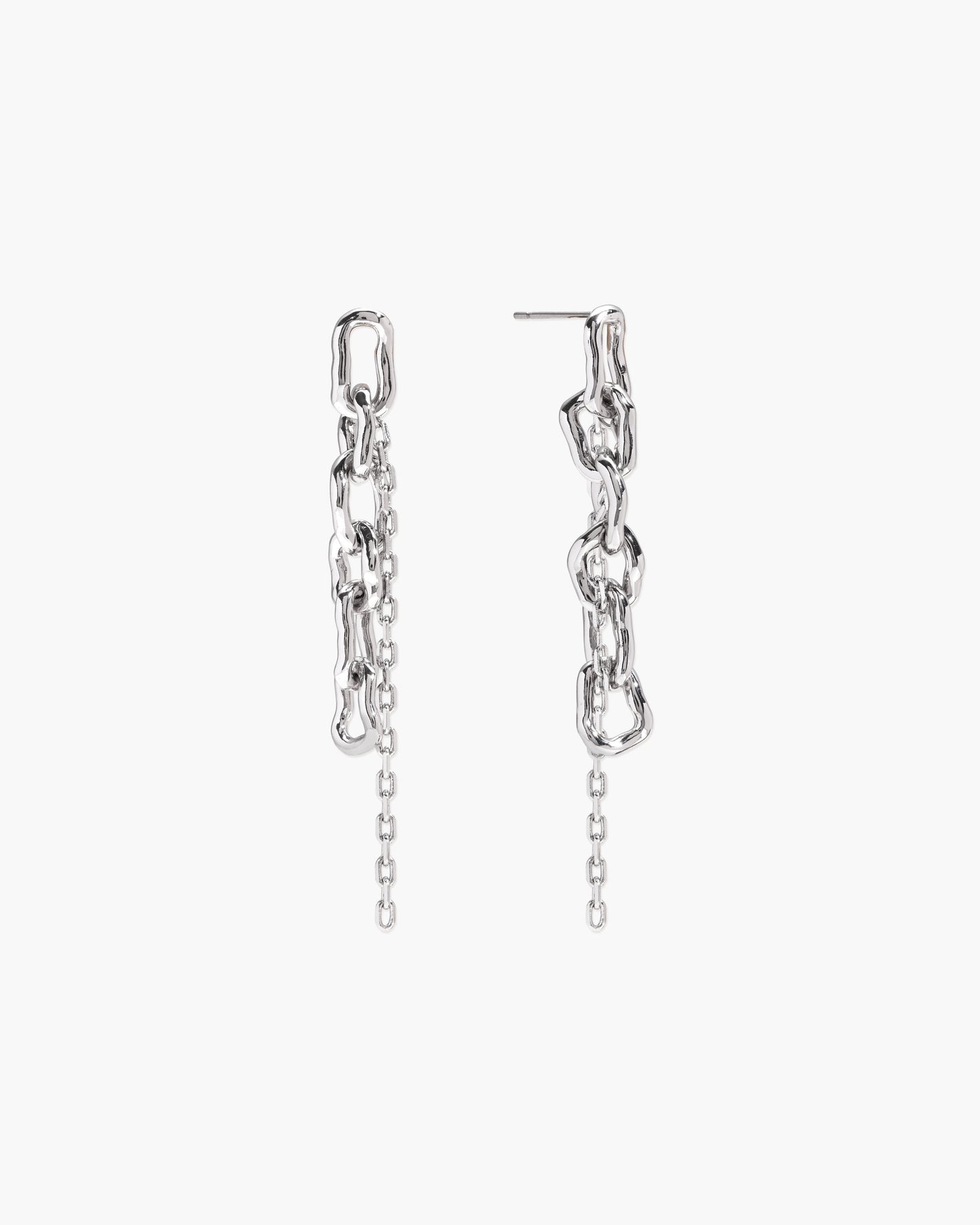 Molten Dual Chain Drop Earrings in Gold