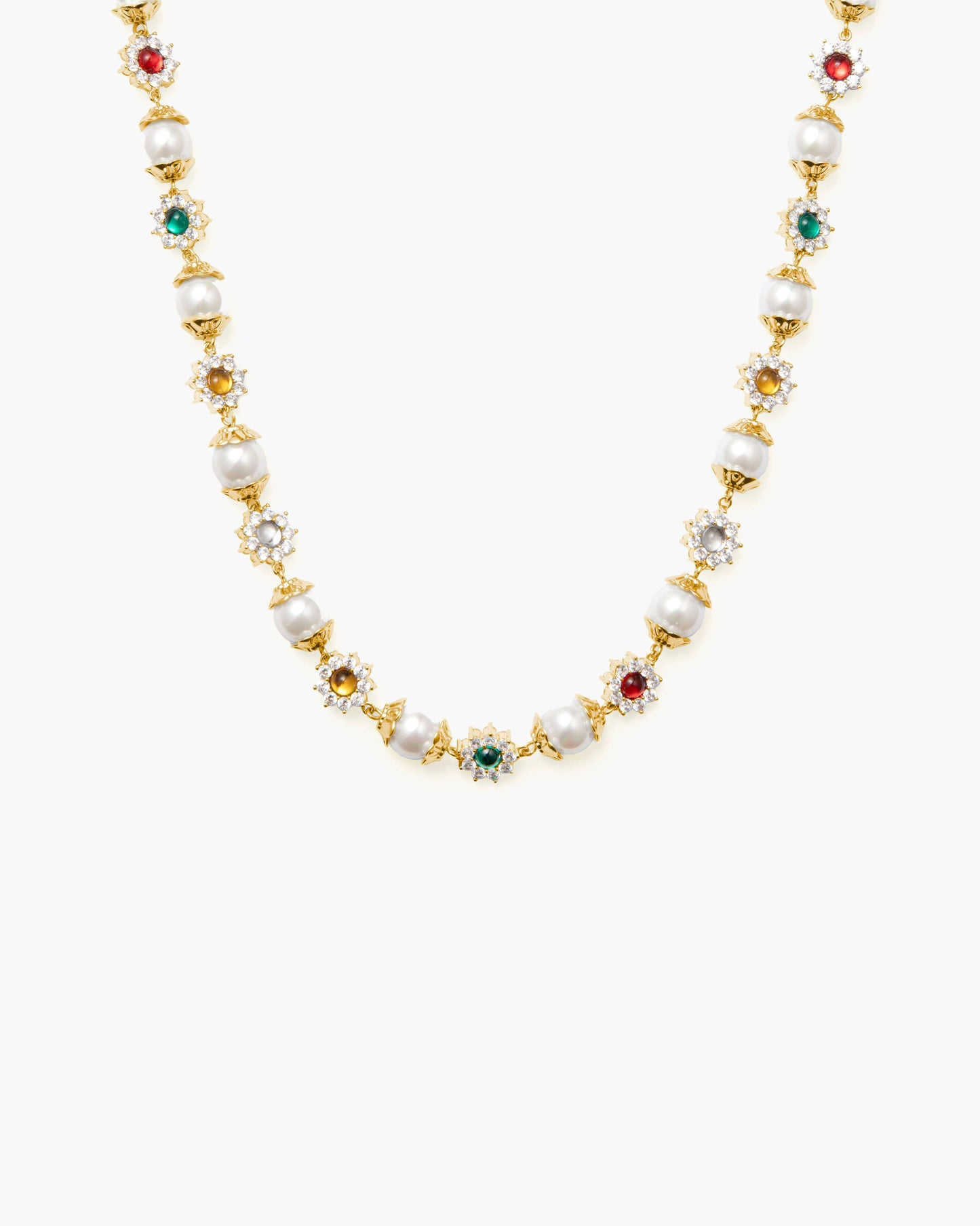 Daisy Pearl Necklace in Silver