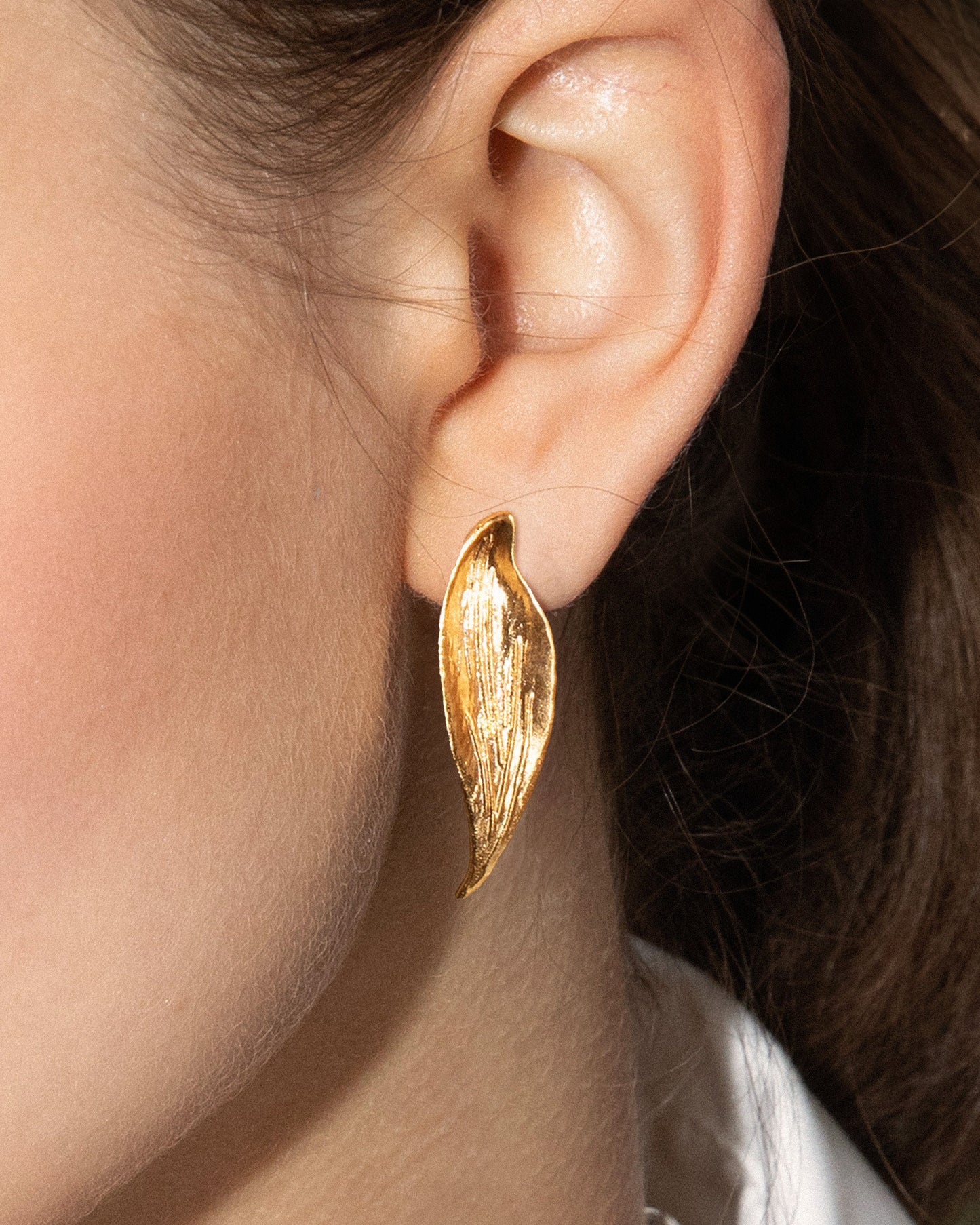 Golden Leaf Stud Earrings