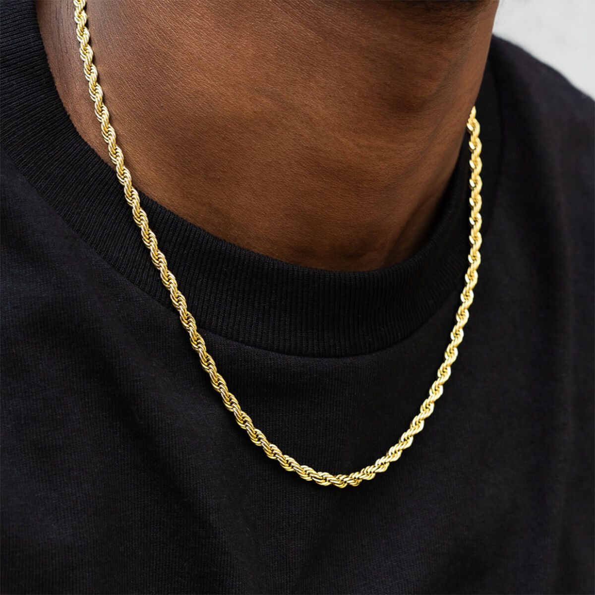 Adjustable Rope Chain in Yellow Gold or White Gold - 4mm
