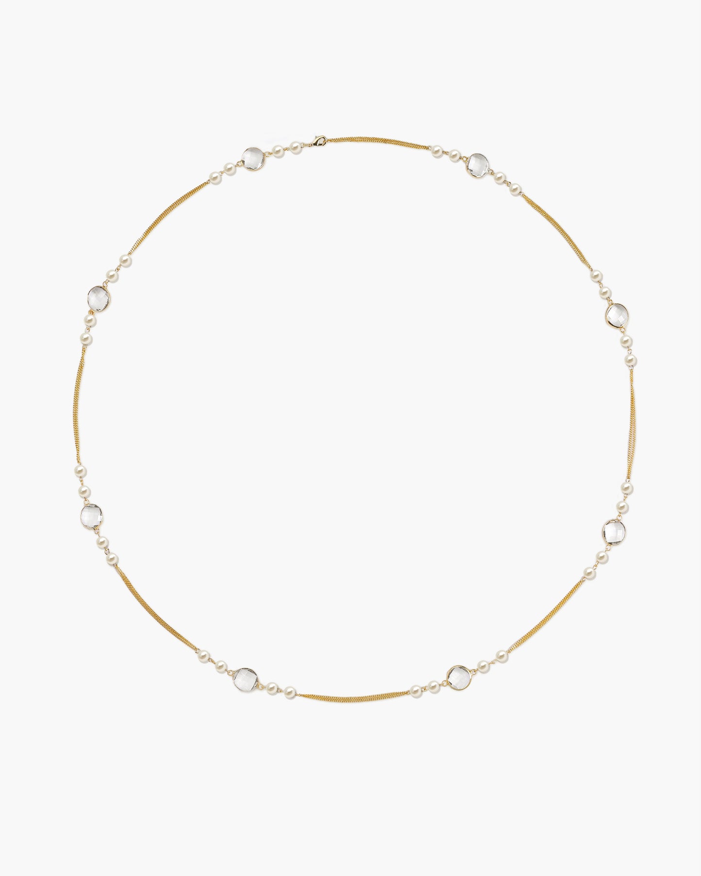 Pearl Cascade Long Station Necklace