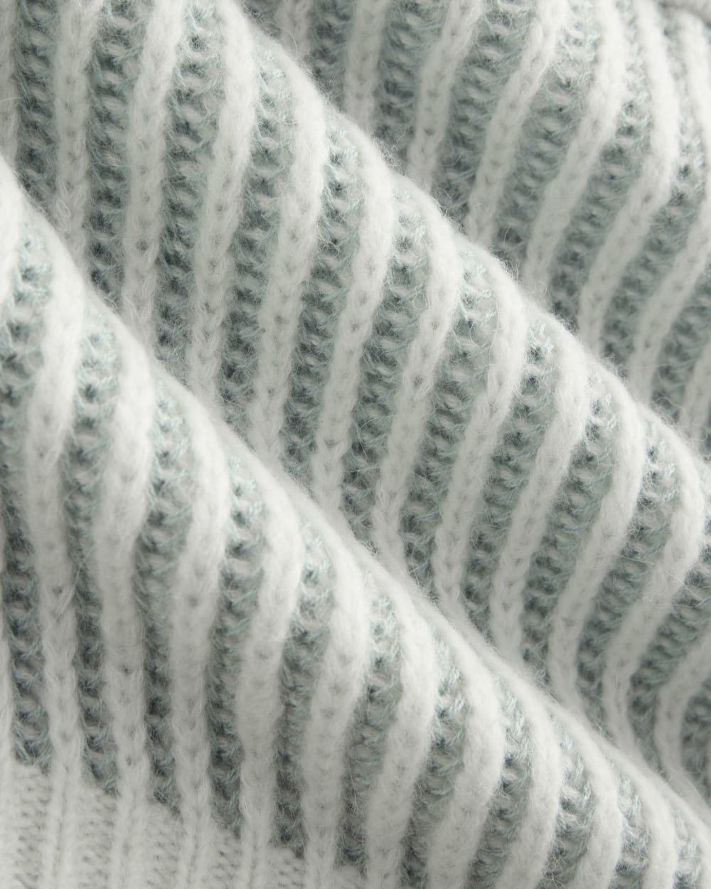 Funnel-Neck Ribbed Henley Sweater | Chalk Blue / Grey Mist Vertical Stripe