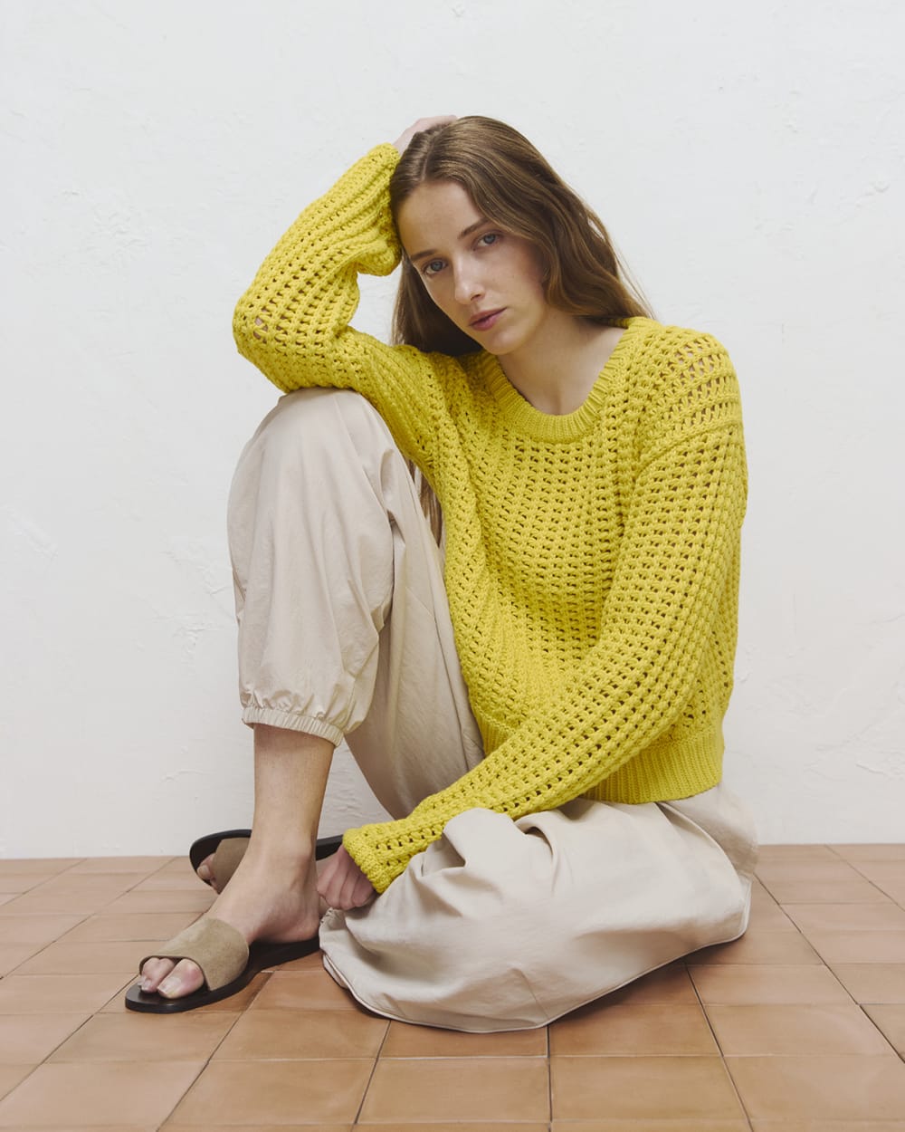Open-Knit Crew in Elevated Cotton | Passion Fruit