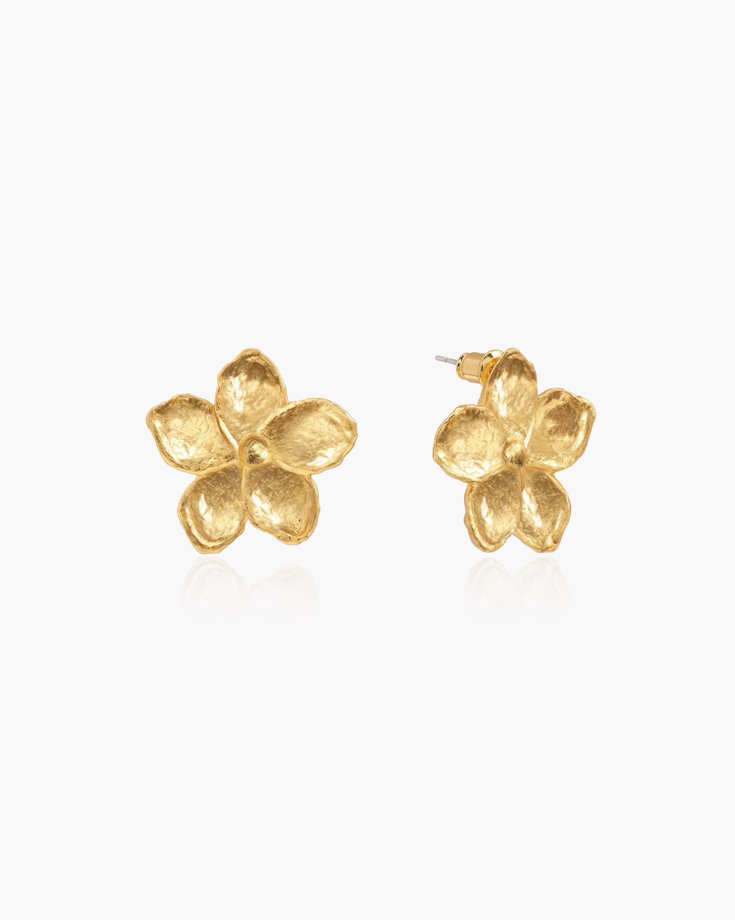 Textured Floral Earrings in Silver