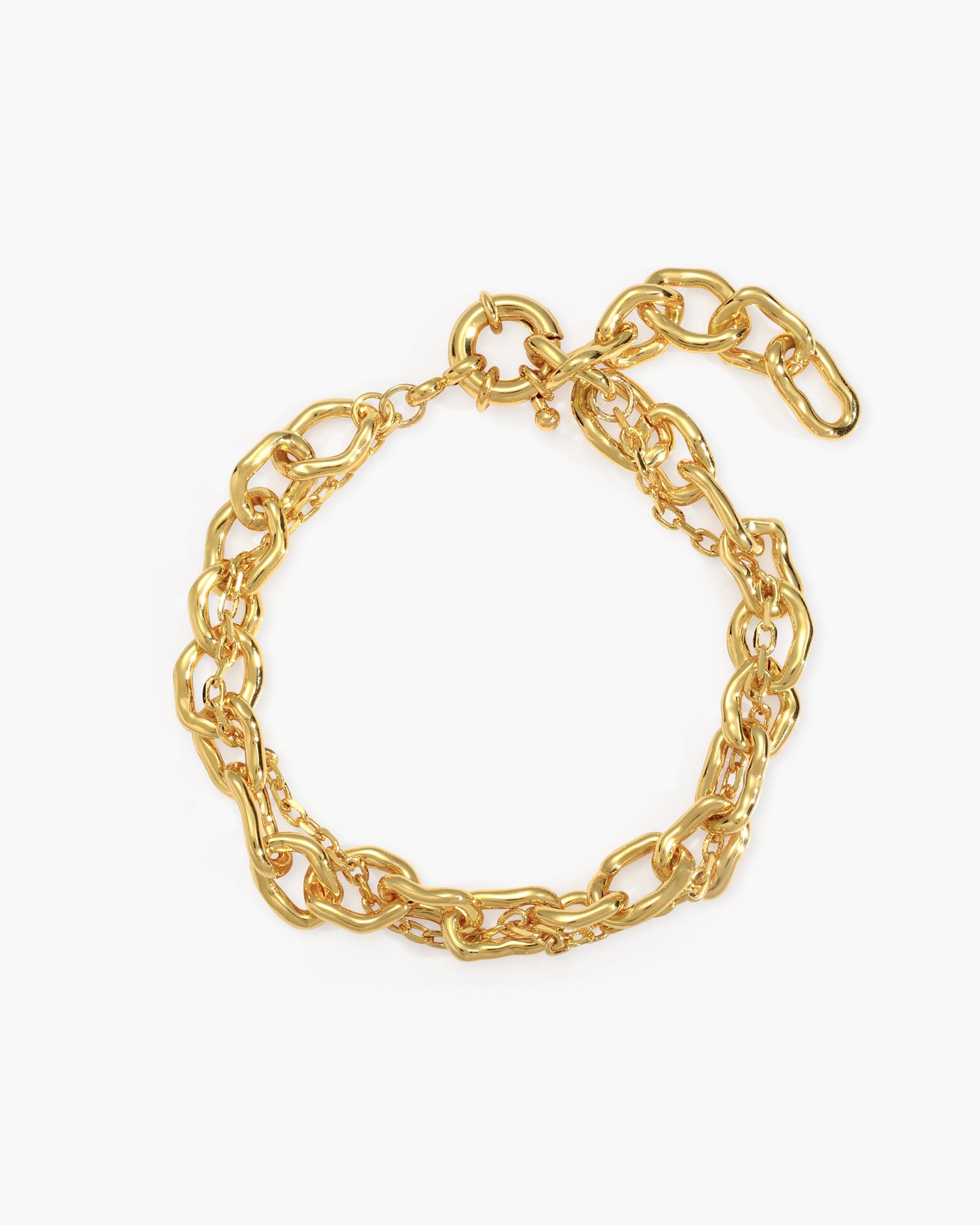 Molten Dual Chain Bracelet in Gold