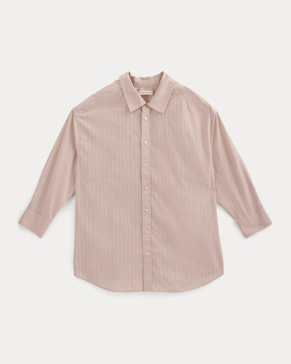 Back-Tie Oversized Shirt in Washed Poplin | Burnished Lilac/Gardenia