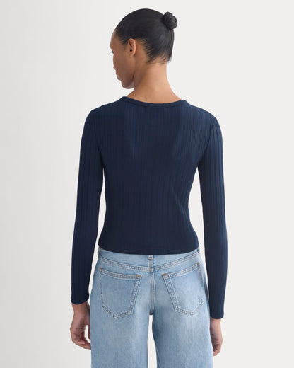 Cardigan in Pointelle | Deep Navy
