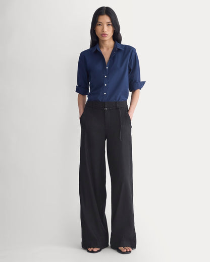 Cuff Detail Shirt in Lightweight Cotton | Navy