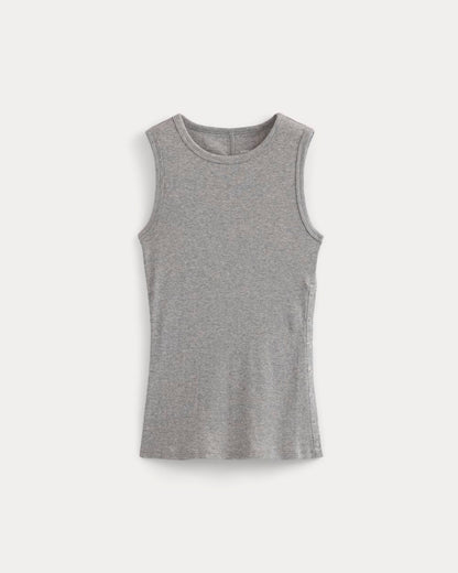 Luxe Rib Side Snap Tank | Heathered Light Grey