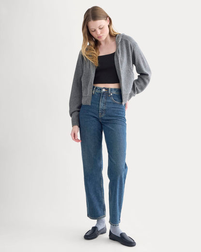 Full-Zip Hoodie in Wool Cashmere | Heather Charcoal