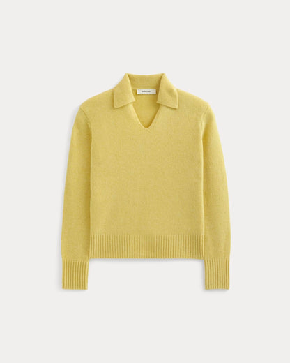 Cashmere Polo Sweater | Double Cream Heather