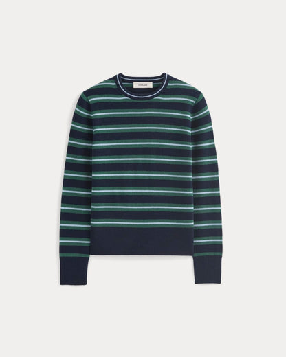 Cashmere Slim Crew Sweater | Hunter Green/Open Air Blue