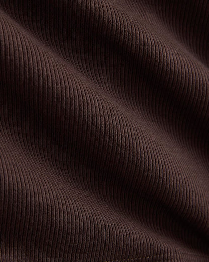 Luxe Rib V-Neck Henley | Coffee Bean