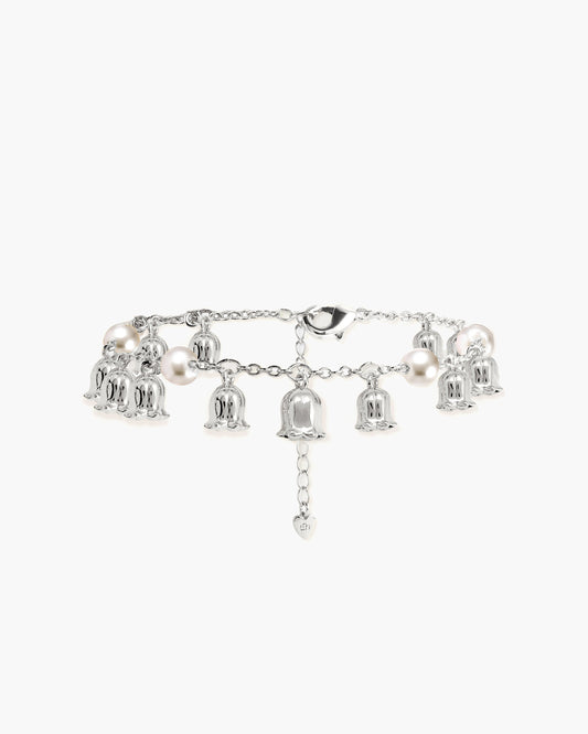 Lily of the Valley Pearl Bracelet in Silver