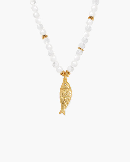 Isla Quartz Beaded Fish Pendant Necklace