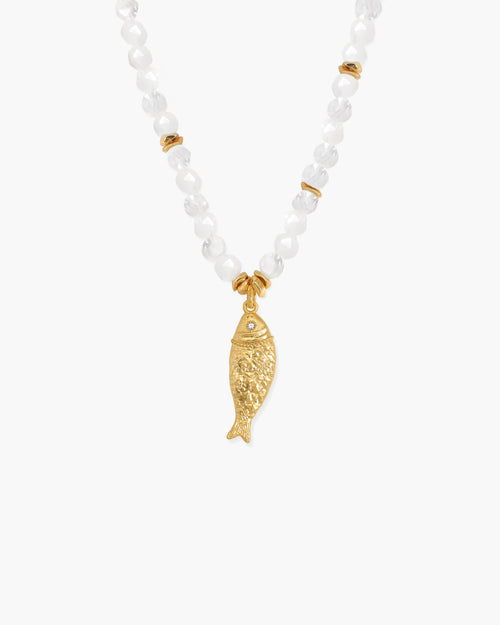 Isla Quartz Beaded Fish Pendant Necklace