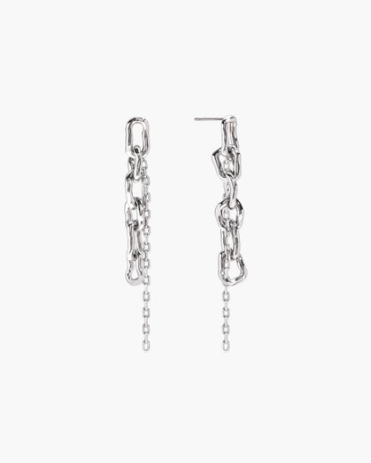 Molten Dual Chain Drop Earrings in Gold