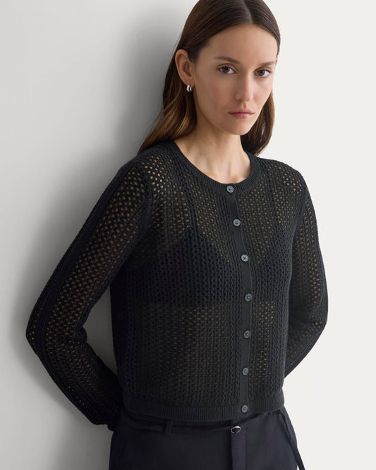 Lace-Knit Cardigan | Black