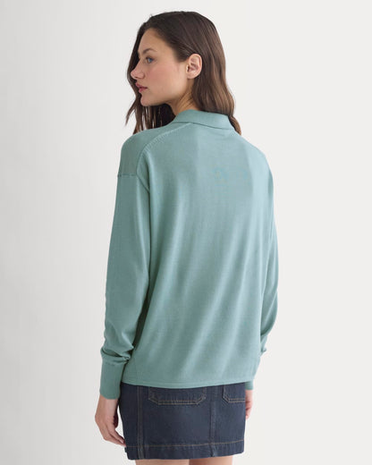 Oversized Polo in Ultrafine Merino | Gray Mist
