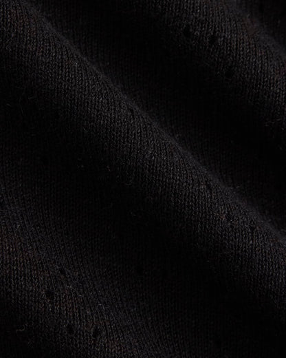 Lace-Trimmed Tank in Fine Linen | Black