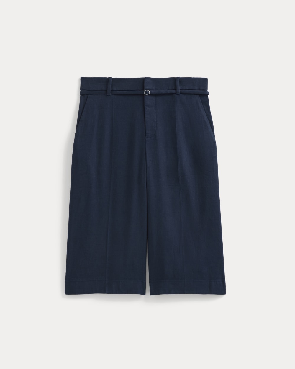 Long Tailored Short in Stretch Linen | Navy