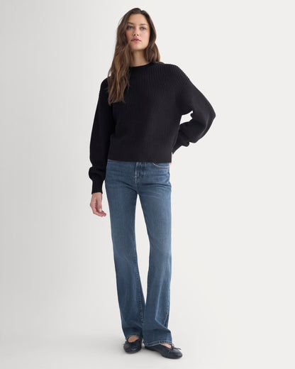 Cropped Ribbed Crew in Everyday Cotton | Black