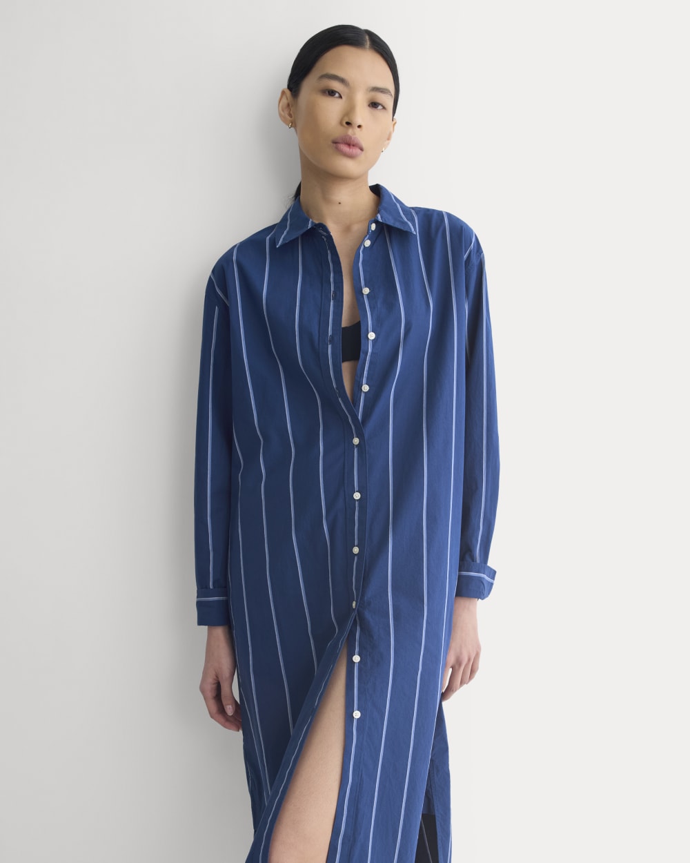 Midi Shirtdress in Ultrasoft Cotton | Estate Blue/Open Air/White