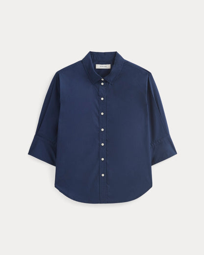 Cuff Detail Shirt in Lightweight Cotton | Navy