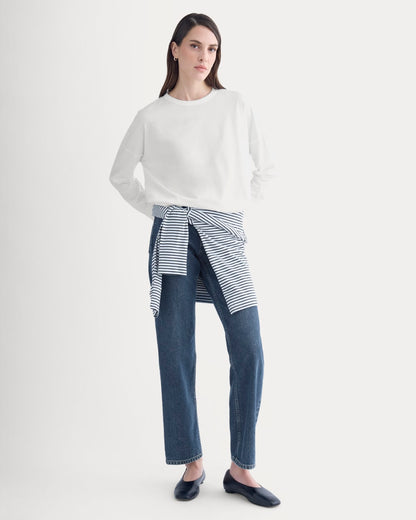 Oversized Boxy Crew in Essential Cotton | White