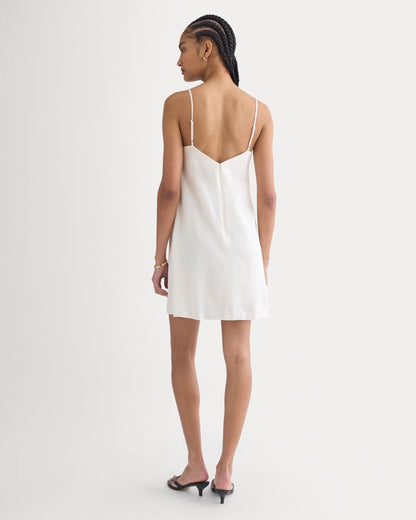 Mini Shift Dress in Stretch Linen | Bone