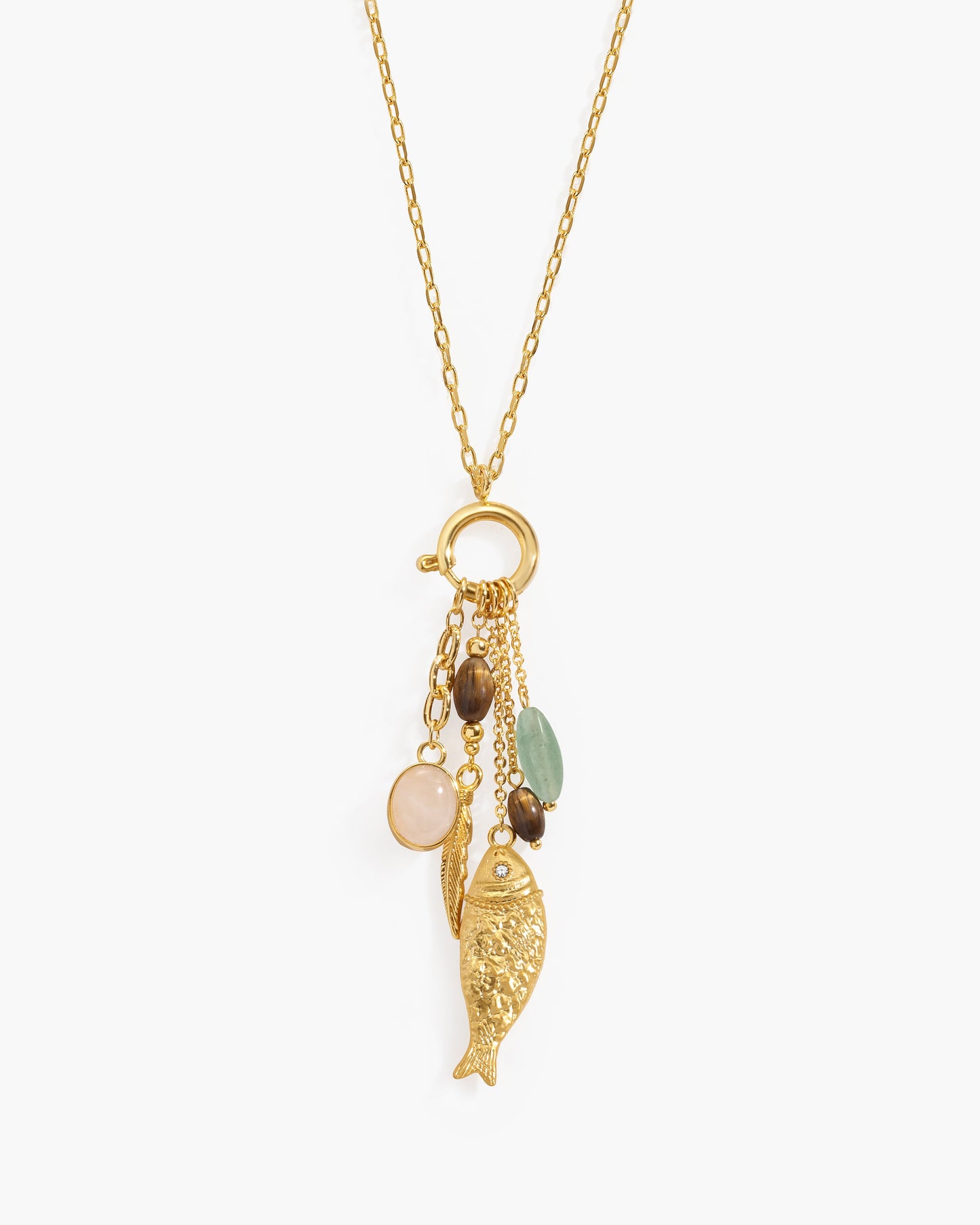 Drifter Multi-Charm Fish Pendant Necklace