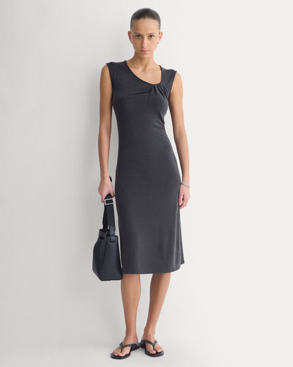 Knit Asymmetrical Midi Dress | Black