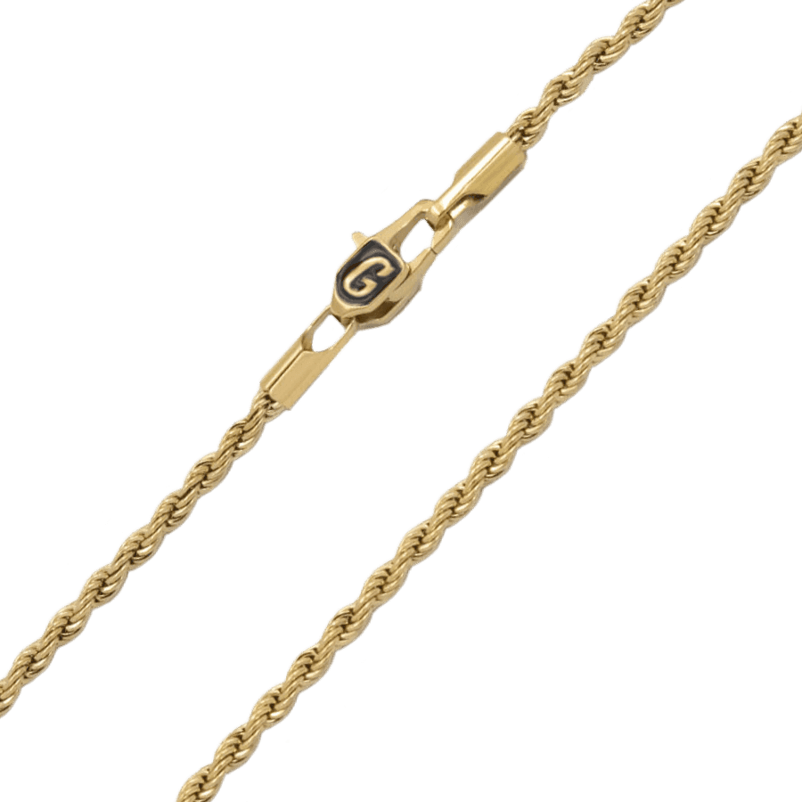 2mm Rope Chain in Yellow Gold