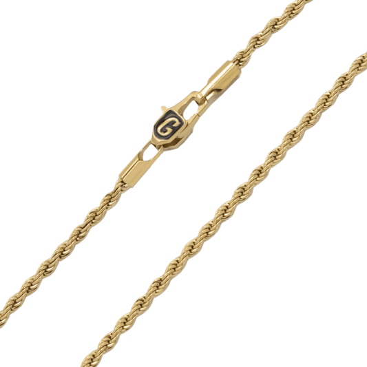 2mm Rope Chain in Yellow Gold