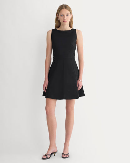 Seamed Open-Back Mini Dress | Black