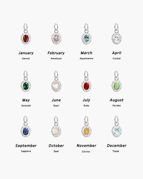 Birthstone Charm in Silver