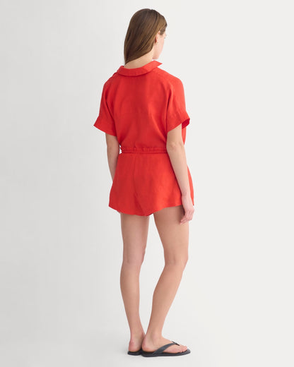 Flowy Short in Linen | Fiery Red