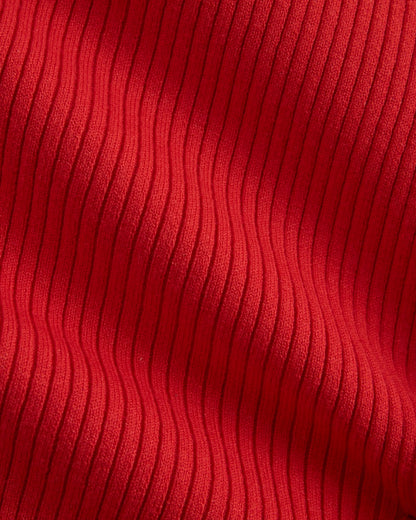 Boat-Neck Ribbed Knit | Fiery Red