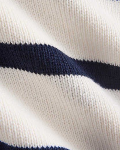 Striped Boatneck Sweater in Everyday Cotton | True Navy/Bone