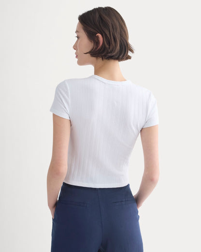 Cropped Crew in Pointelle | White
