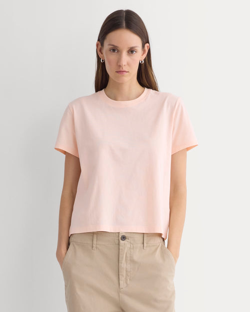 The Box-Cut Tee in Essential Cotton | Pale Peach | No Pocket