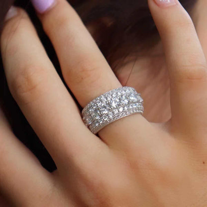 5 Layer Lab Grown Diamond Band Ring in Solid White Gold