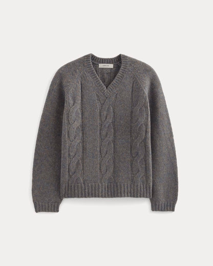 Cloud Cable V-Neck Sweater | Blue Multi Twist