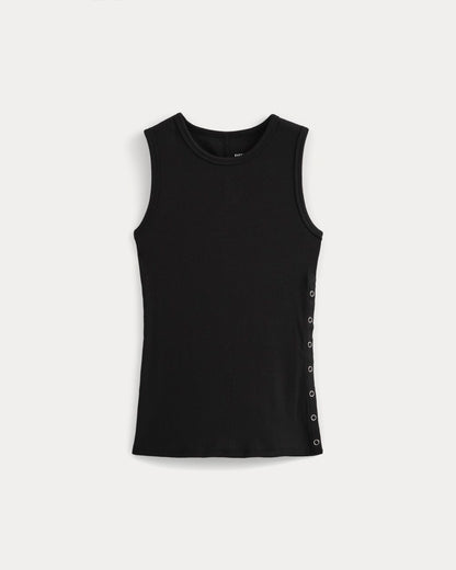 Luxe Rib Side Snap Tank | Black