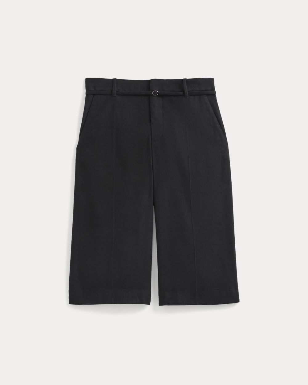 Long Tailored Short in Stretch Linen | Black