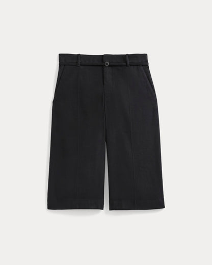 Long Tailored Short in Stretch Linen | Black