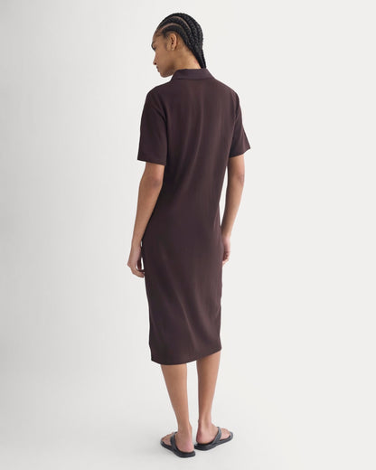 Pique Polo Short-Sleeve Dress | Dark Chocolate