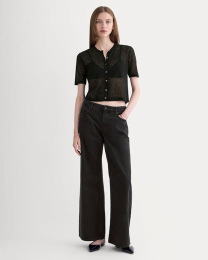 The Air Alpaca™ Short-Sleeve Cardigan | Black
