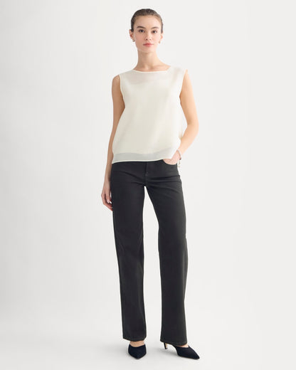 Sleeveless Top in Cotton-Silk Organza | Parchment