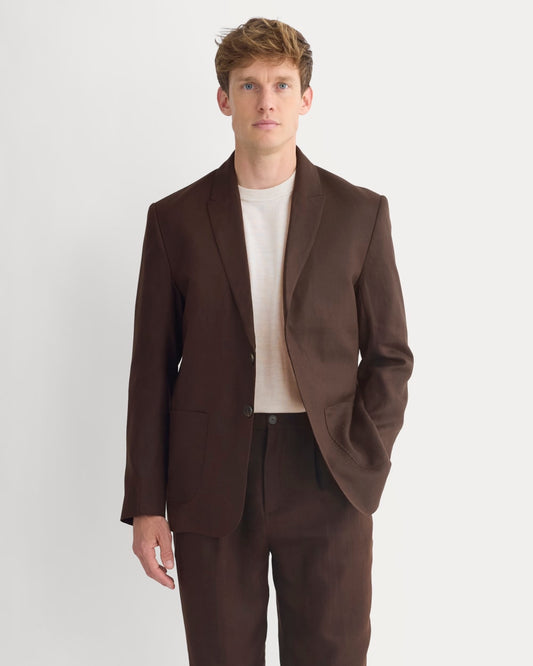 Soyeux Linen Linen Blazer | Dark Brown